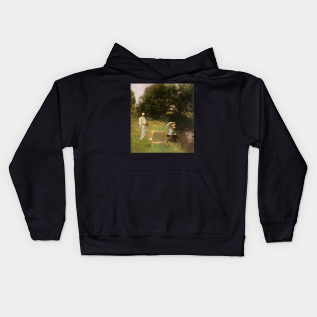 Dennis Miller Bunker Painting at Calcot by John Singer Sargent Kids Hoodie by MasterpieceCafe